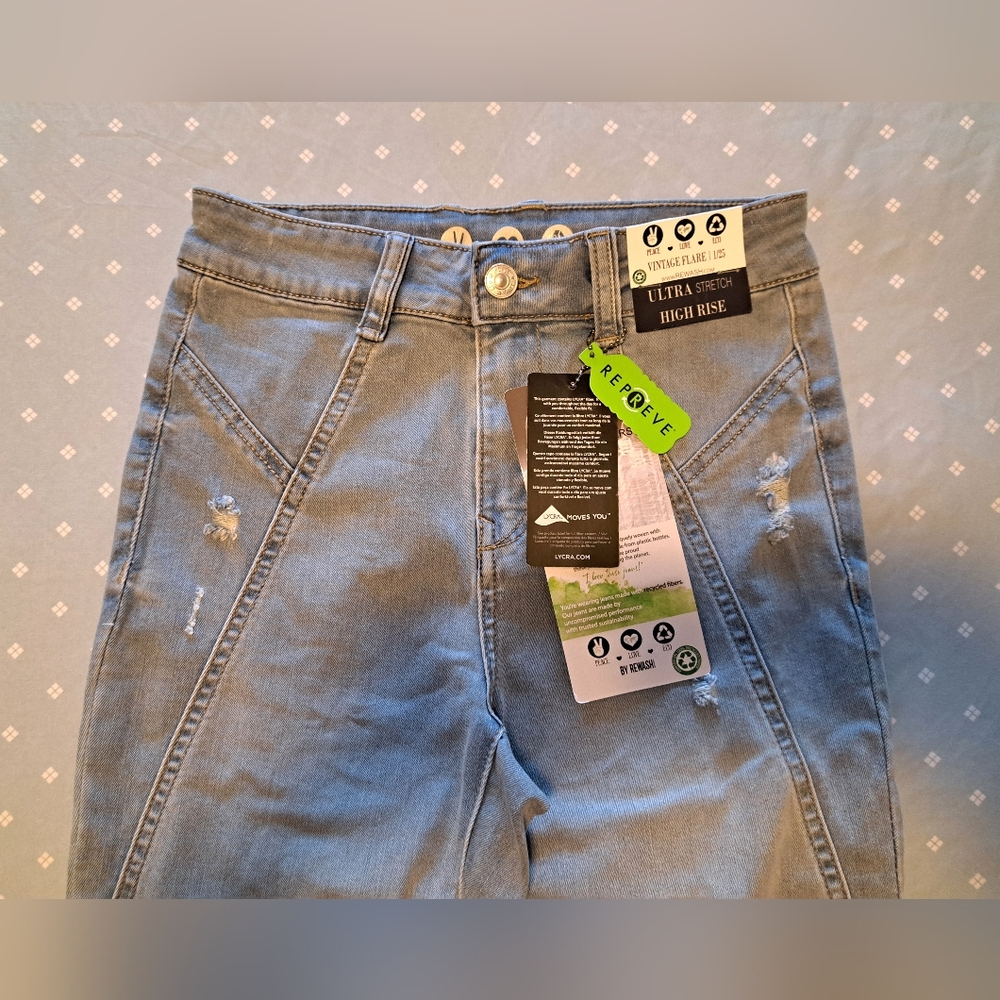 REWASH JEANS distressed BRAND NEW back seam ULTRA STRETCH high rise BOOT/FLARE - Picture 4 of 9